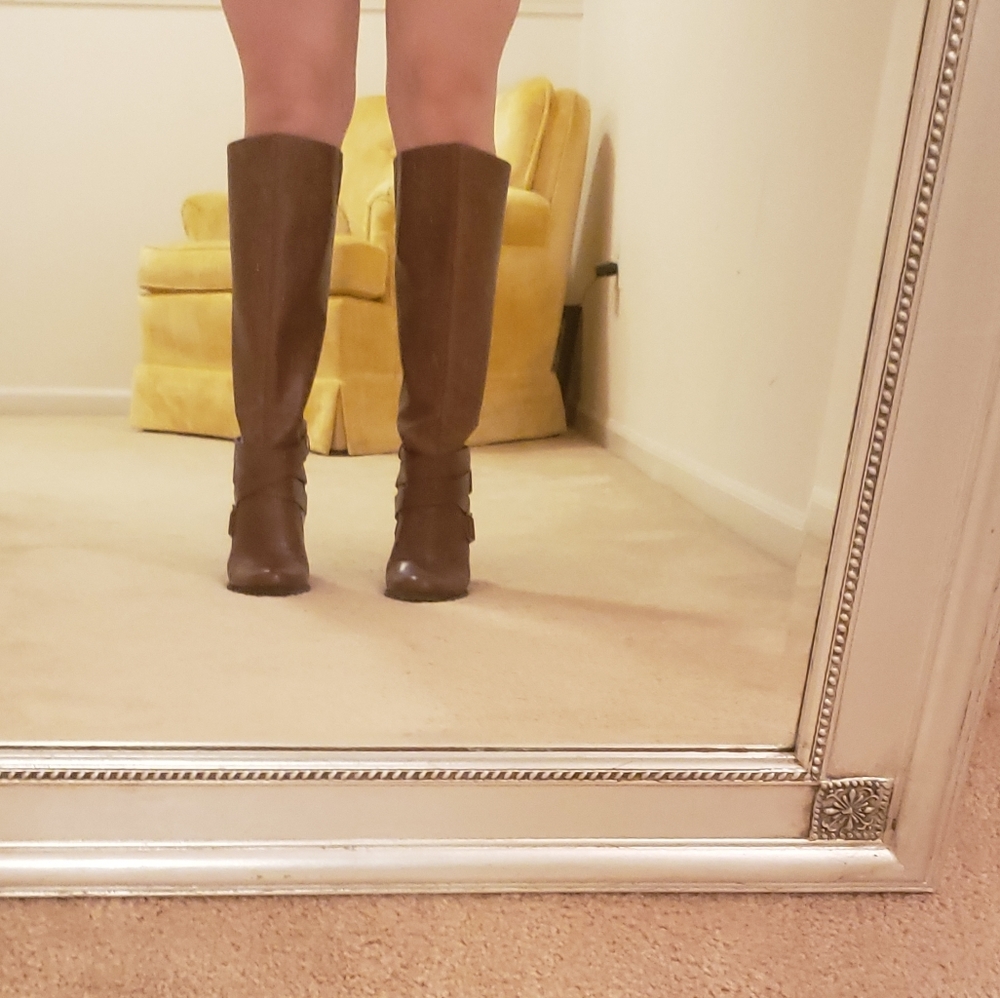 Tall Cognac leather boots in amazing condition. Like new!